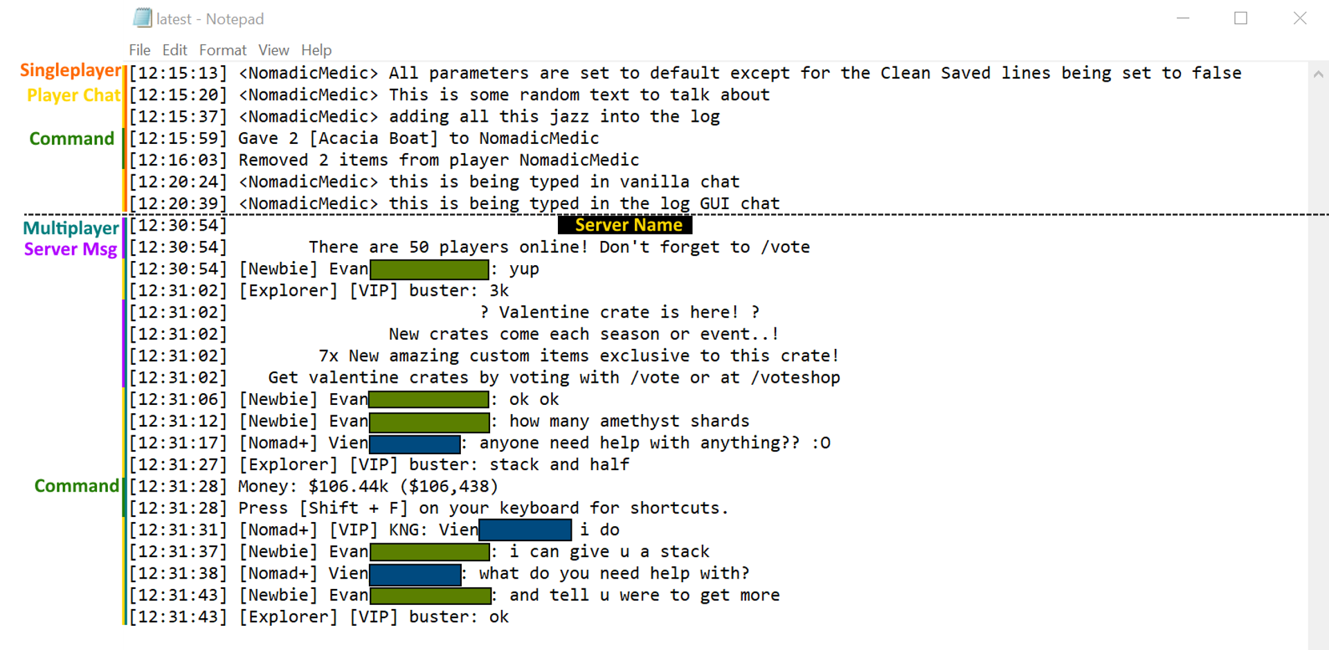 Log Output View